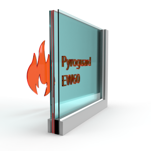 Dubbel glas Pyroguard EW60 (stalen constructie)