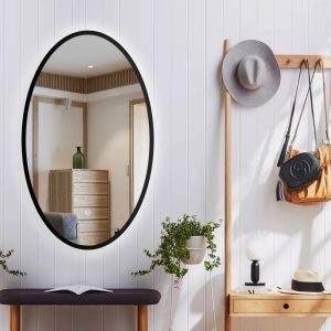 Ovale LED spiegel met zwart metalen frame - 500x900mm