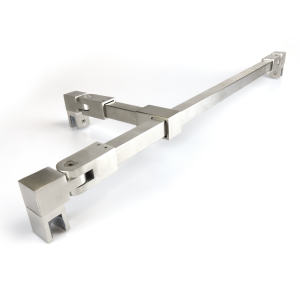 Stabilisatiestang set vierkant glas/glas met T-adapter 1200 mm - RVS
